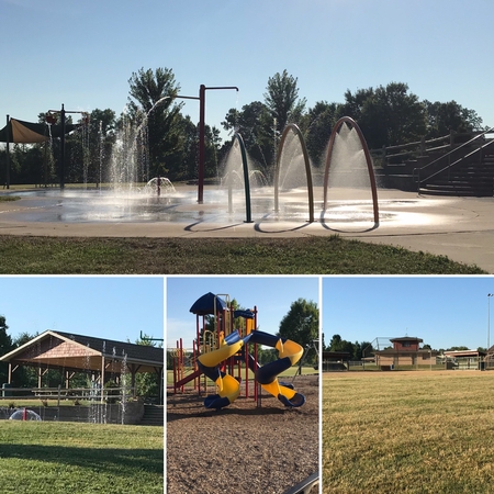 Splash pad and playground